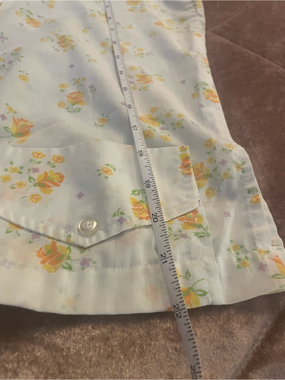 Vintage Sleeveless Floral Button-Front Top - Yellow Floral - Picture 5 of 8